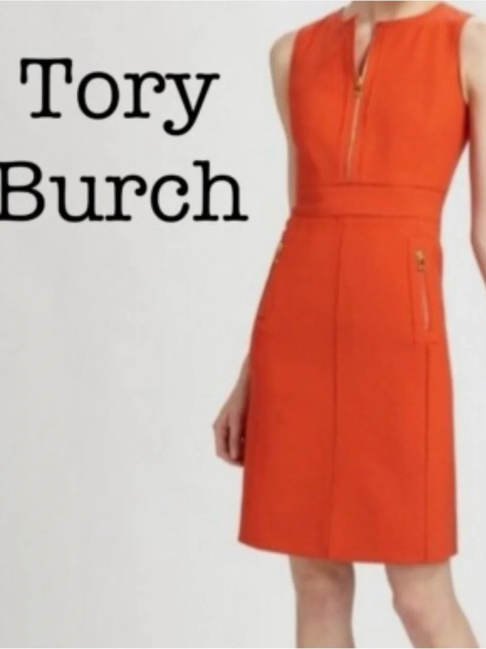 Tory Burch Mariel Orange Logo Midi Dress